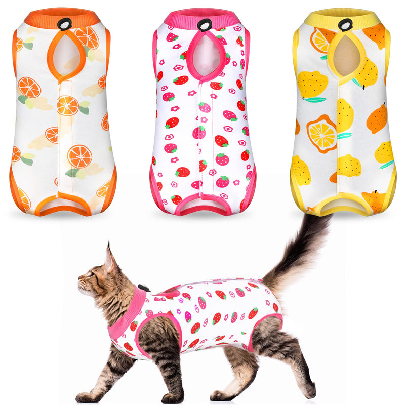 3 Pieces Cat Recovery Suit Kitten Recovery Suit E-Collar Alternative for Cats and Dogs Abdominal Skin Anti Licking Pajama Suit (Fruit Pattern,Medium) Fruit Pattern Medium - PawsPlanet Australia