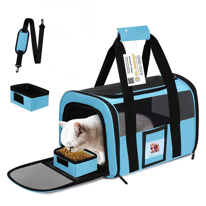 Extra Large Pet Carrier 20 lbs+, Soft Sided Cat Carriers for Large Cats Under 25 lbs, Folding Big Dog Carrier 20"x13"x13", Cat Carrier for 2 Cats Travel Carrier -Large- Blue Blue-20"x13"x13" (Oversize) - PawsPlanet Australia