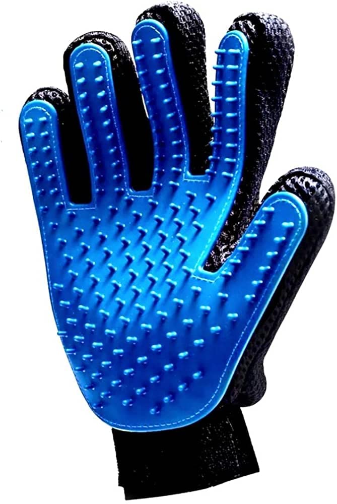 Pet Hair Remover Glove - Gentle Pet Grooming Glove Brush - Deshedding Glove - Massage Mitt with Enhanced Five Finger Design - Perfect for Dogs & Cats with Long & Short Fur - 1 Pack (Right-Hand), Blue - PawsPlanet Australia