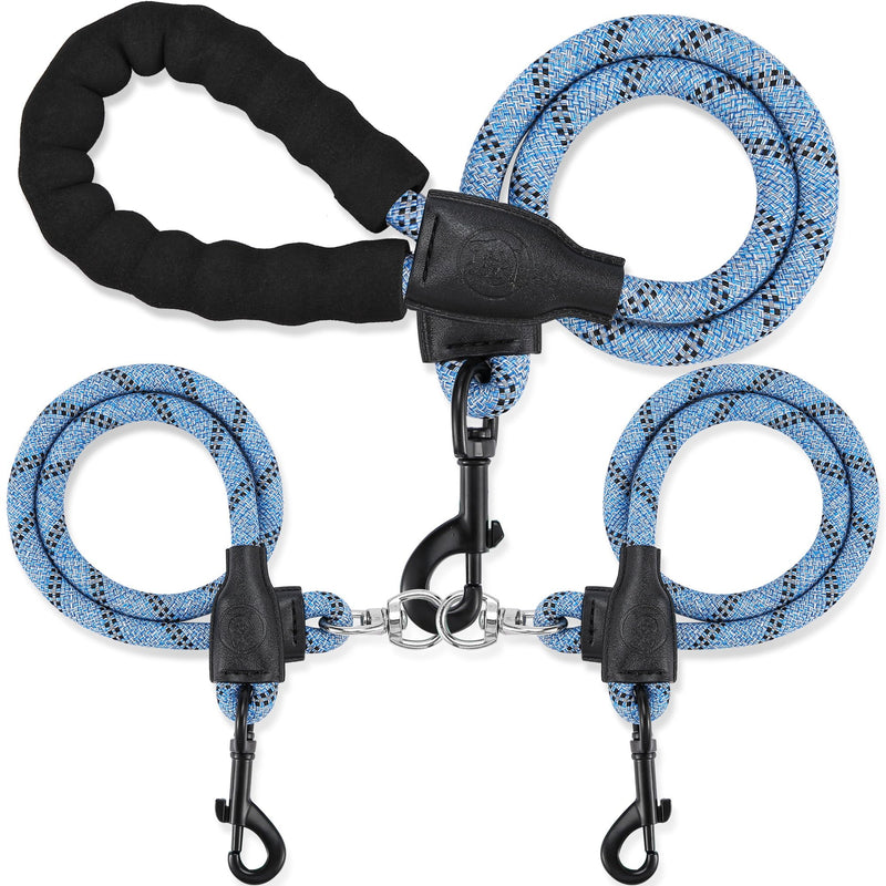 Double Dog Leash for Two Dogs - Detachable 360° Swivel, No Tangle Leash with Reflective Strips for Walking and Training Small Medium and Large Dogs, S/8-45ibs, Blue S/8-45 ibs - PawsPlanet Australia
