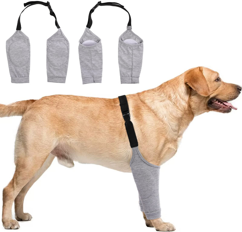 Dog Recovery Suit Front Legs, Dog Recovery Sleeve After Surgery with Elastic Band, Protective Elbow Protector for Medium Large Dogs, Dog Cone Alternative to Stop Licking Leg Wounds,Grey,L L(Sleeve Length:9.1") A-Light Grey - PawsPlanet Australia