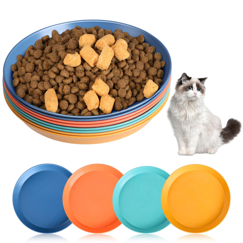 Cat Bowls for Food and Water, 6 inch Whisker Fatigue Free Cat Food Bowl, Unbreakable Wheat Straw Cat Dishes, Environment Friendly Pet Feeding Plate (8 Pcs) 8 Pcs Round - 4 Color - PawsPlanet Australia