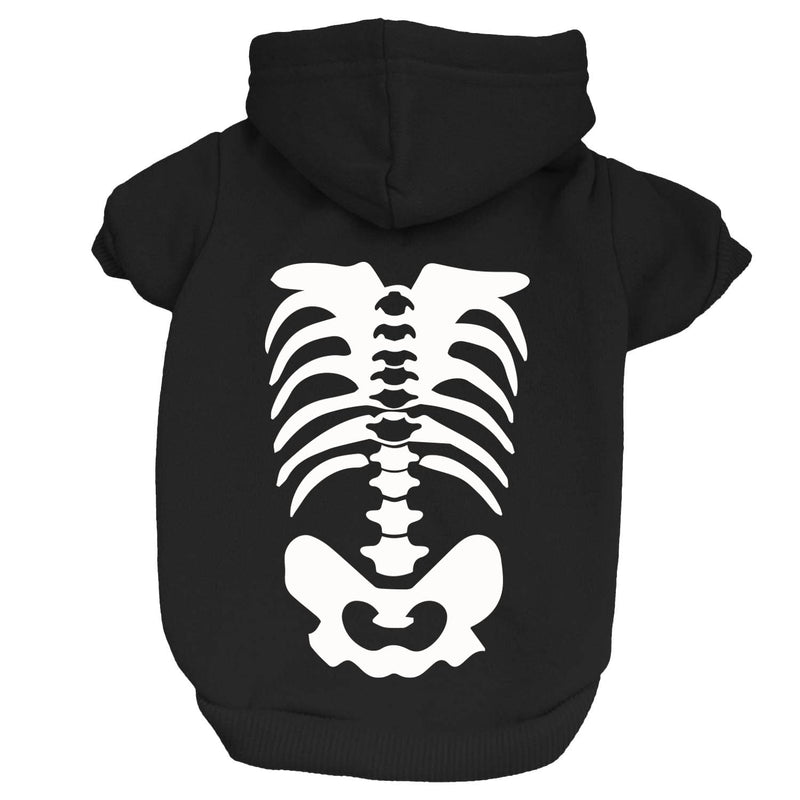 Skeleton Body Dog Hoodie Fleece Lined Pullover Sweatshirt with Leash Hole (Black, 4X-Large 867) Black - PawsPlanet Australia
