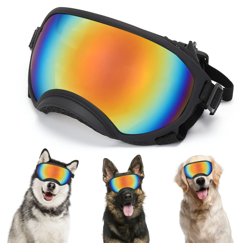 Dog Sunglasses, Large Dog Sunglasses Dog Goggles UV Protection Pet Glasses with Adjustable Strap for Large and Medium Dog Black Frame&Red Lens - PawsPlanet Australia