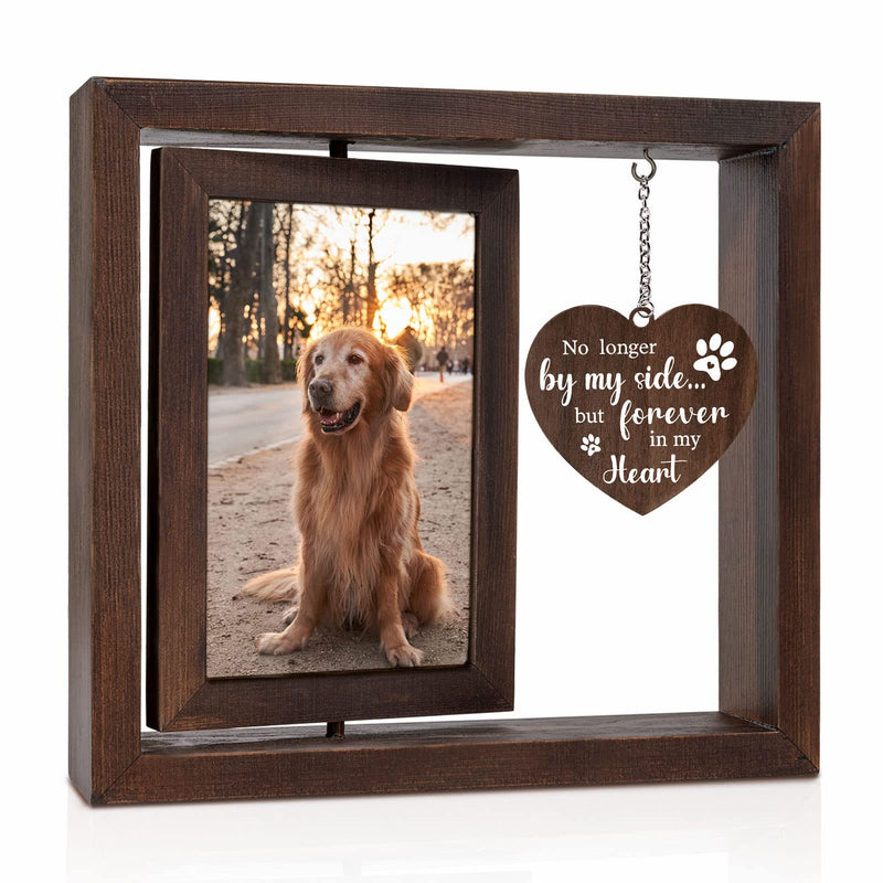 Pet Memorial Gifts for Dogs Cats - Rotating Wooden Picture Frame for 4x6 Photo - Dog Memorial Gifts for Loss of Dog - Loss of Dog Sympathy Gift - Dog Bereavement Remembrance Picture Frame - PawsPlanet Australia