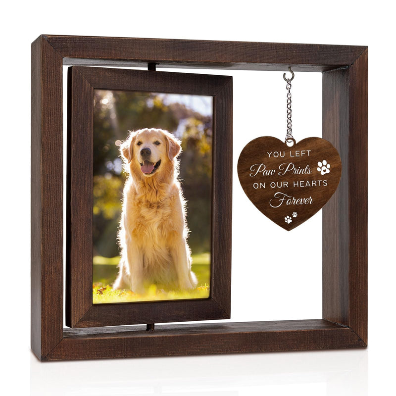 Dog Memorial Gifts for Loss of Dog - Rotating Wooden Picture Frame for 4x6 Photo - Pet Memorial Gifts for Dog Cat - Dog Loss Sympathy Bereavement Remembrance Gift - PawsPlanet Australia
