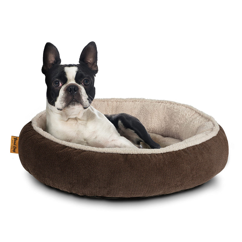 Arden Selections Small Dog Bed for Small Dogs 24" Tufted Round Dog Bed Machine Washable Cozy Soft Calming Warm Pet Cuddler Cat Bed, Brown - PawsPlanet Australia