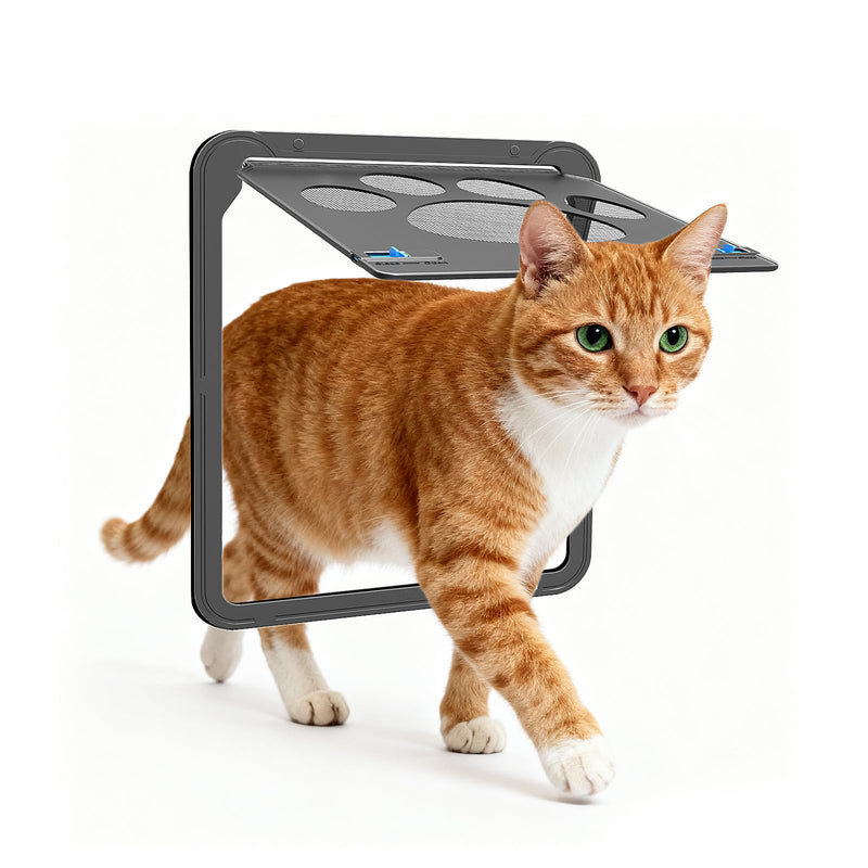 Enjoying Pet Screen Door 8"×10.2" Inner Door Size, Cat Doors with Replacement Magnetic Flap Lockable Doggy Screen Door, Black 8"×10.2" - PawsPlanet Australia