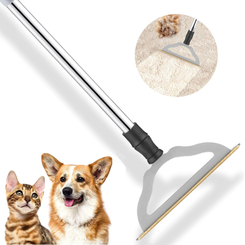 Pet Hair Remover for Carpets, Adjustable Long Handle Carpet Rake for Dog Cat Hair Removal, Powerful Carpet Hair Removal Broom, Reusable Large Fur Scraper Tool - PawsPlanet Australia