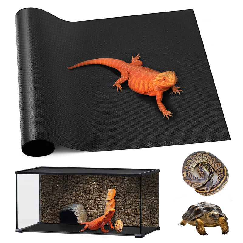 Bearded Dragon Tank Accessories, Reptile Carpet Bedding, Non-Adhesive Reptile Mat Warming Reptile Terrarium Carpet Substrate liner for Leopard Gecko, Snake, Lizard, Tortoise, Iguana Black(18"x36") 18x36" Black - PawsPlanet Australia