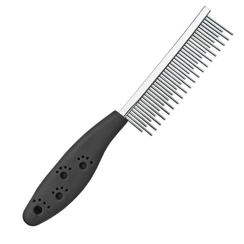 Dog or Cat Comb Grooming with Short and Long Teeth Dematting Knots Tangles Remover Combs Detangler Tool Suitable for Dogs Cats Poodle HorseStainless Steel Pin (Black) Black - PawsPlanet Australia