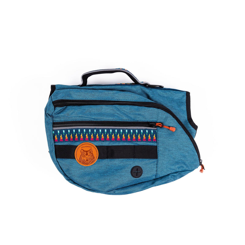 Widlerdog Dog Backpack with Built in Harness and Back-Mounted D-Ring Leash Attachment, Handle, Two Saddlebags with 4 Total Pockets, Built in Poop Bag Dispenser (Pacific Blue, Medium) Pacific Blue - PawsPlanet Australia