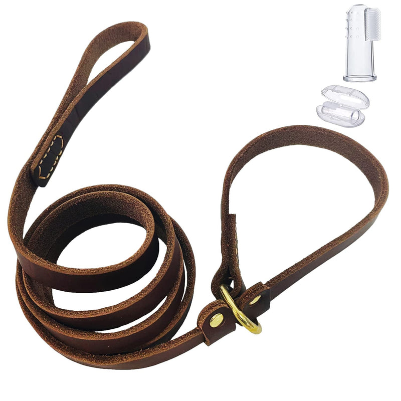 LWBMG 5.6ft Leather Dog Leash, Real Leather Slip Lead, Soft Adjustable Dog Training Leash for Small to Large Dogs, Brown 6ft x 3/4'' - PawsPlanet Australia