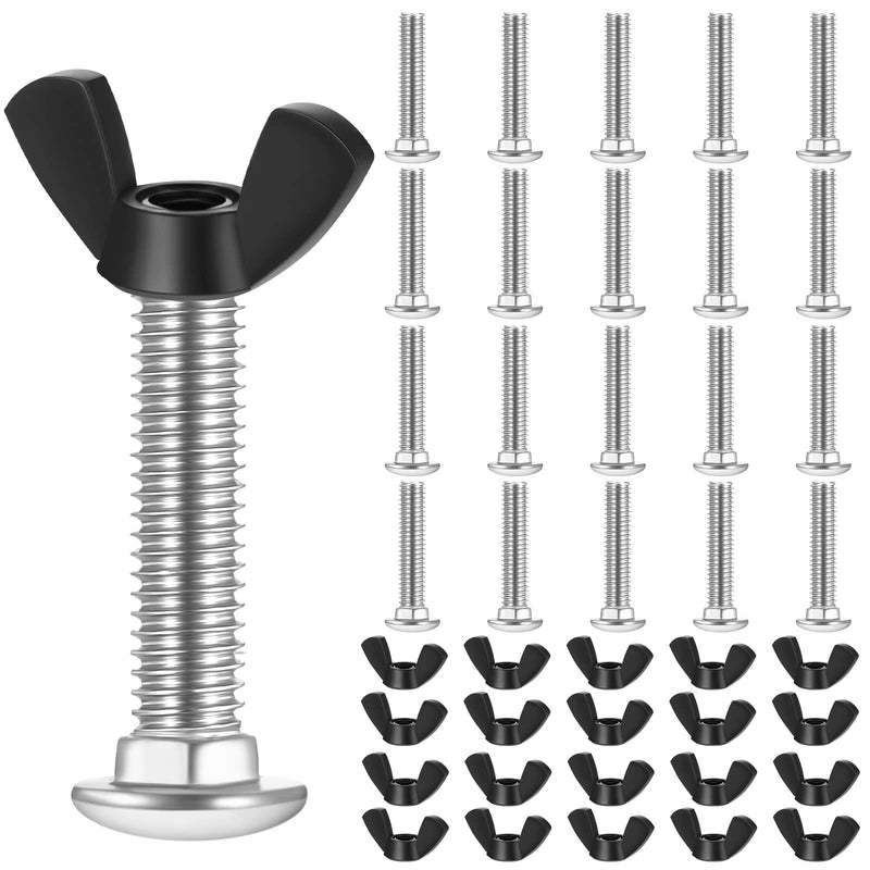 Therwen 20 Set M6 Pet Carrier Fasteners Set Dog Kennel Replacement Screws and Bolts Butterfly Nuts Dog Kennel Bolts Hardware Replacement Kit for Pet Carrier(Black) black - PawsPlanet Australia