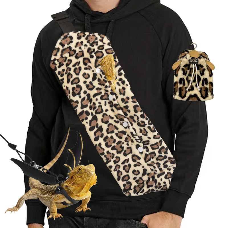 Bearded Dragon Leash, Harness & Leopard Bag - Adjustable with Wings, for Reptile Outdoor Accessories - PawsPlanet Australia