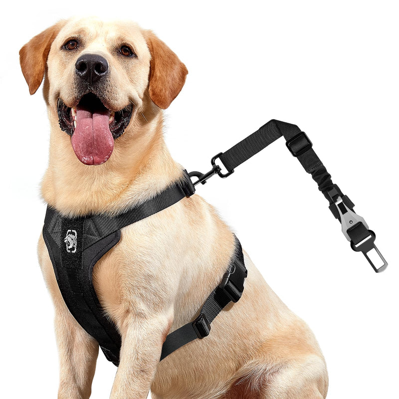 OneTigris Dog Safety Vest Harness, REX Car Use Dog Harness Adjustable Pet Harness with Leash for Medium Large Dogs(Black,M) - PawsPlanet Australia