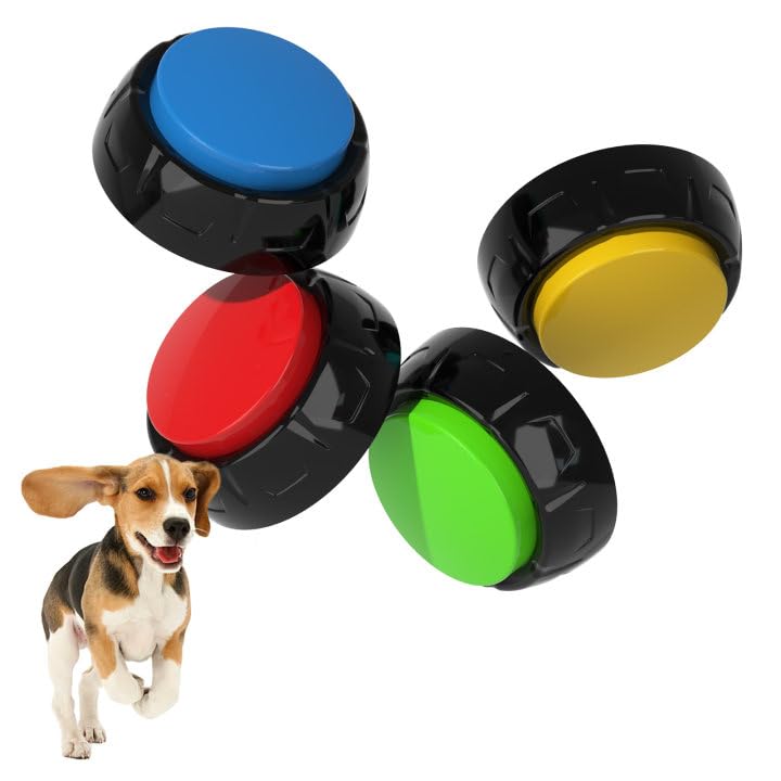 Voice Recording Button, Dog Buttons for Communication Pet Training Buzzer, 30 Second Record & Playback, Dog Talking Buttons Set 4 Pack with Stickers - PawsPlanet Australia