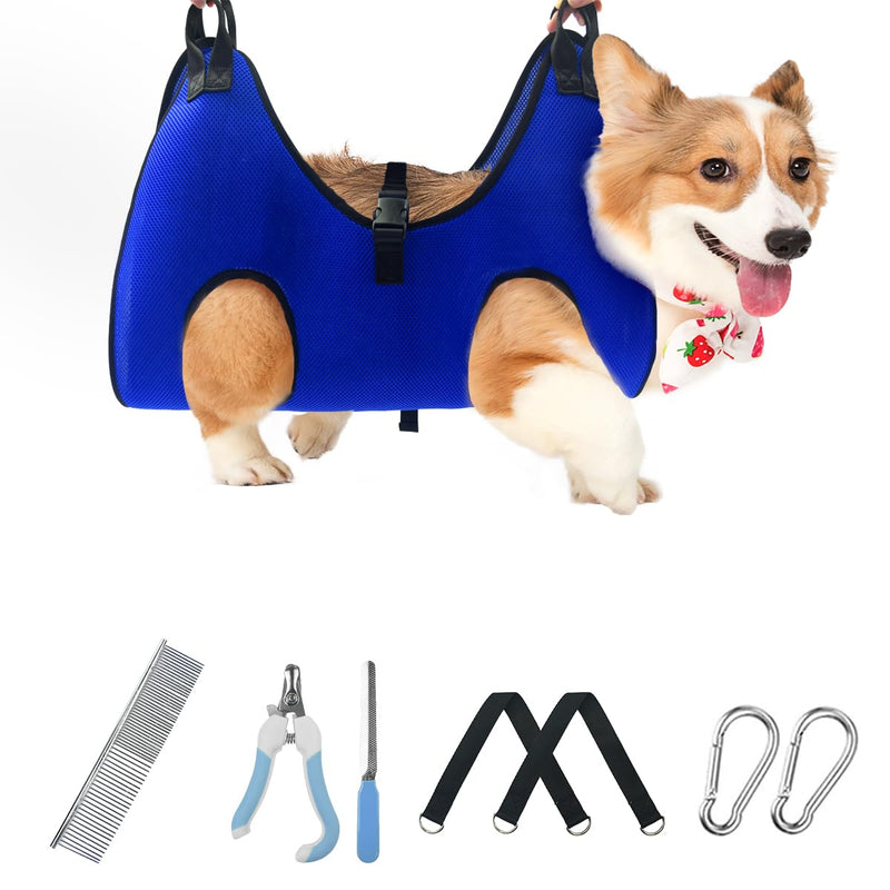 Dog Grooming Hammock Grooming Harness for Small Dogs Pet Grooming Hammock with Nail Clippers/Nail File/Comb Breathable Dog Nail Harness Hanging for Nail Trimming,Ear,Eye Care Home Grooming Set L for 30 LB - PawsPlanet Australia