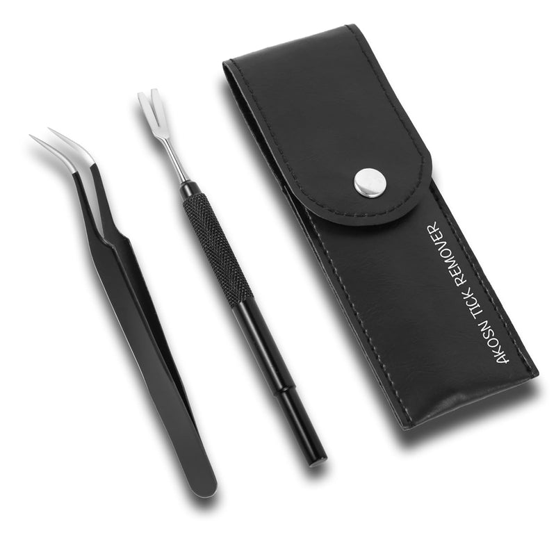 Premium Tick Removal Tool - Stainless Steel Tick & Flea Remover for Pets Dogs Cats Humans -Safe Tick Control Puller &Precision Fine Point Tweezers to Completed Remove Ticks, 1 Set - PawsPlanet Australia
