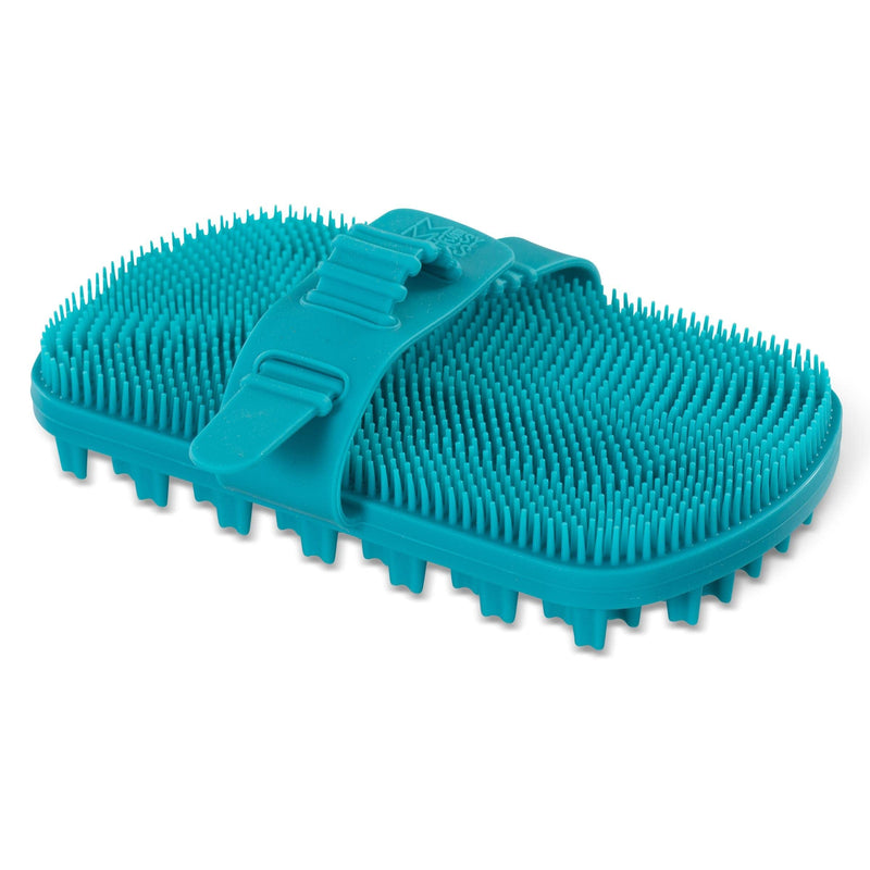 Messy Mutts Reversible Silicone Dual Sided Pet Grooming Brush | Gentle Massage, Brushing, Bathing and Dog Hair Removal Tool | One Size Fits All | Blue - PawsPlanet Australia