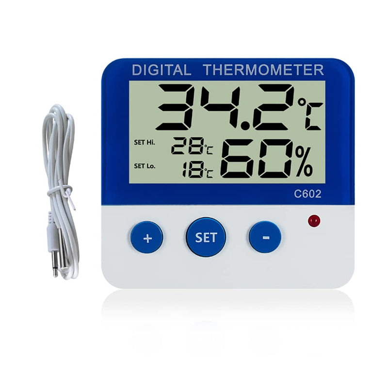Reptile Terrarium Thermometer with Hi Lo Alarm Reptiles Tank Thermometer Hygrometer Reptile Thermometer and Humidity Gauge with Probe Indoor Outdoor Digital Pet Temperature - PawsPlanet Australia