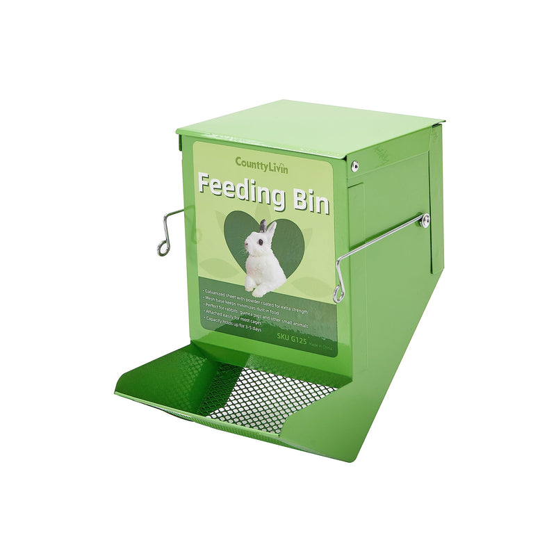 Metal Small Animal Feeder with Lid, Heavy Duty Rabbit Feeder, Large Capacity Rabbit Food Dispenser, Great for Rabbit, Guinea Pigs, Chinchillas and Other Small Animals. (4.6 inch, Green) 4.6 inch - PawsPlanet Australia