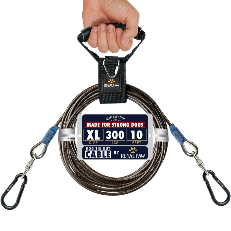 Dog Tie Out Cable - Tie Out Cable for Dogs (up to 300 lbs) - Use Dog Tie-Outs & Stakes for Outside - Best Heavy Duty Dog Leash for Large Dogs (10ft - Black Onyx) L/XL - 10ft - PawsPlanet Australia