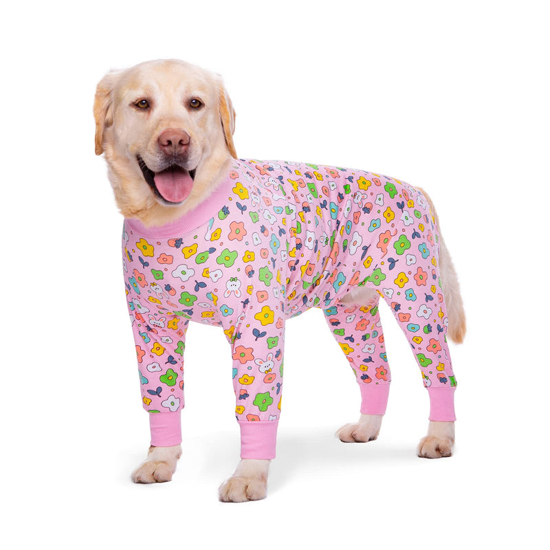 Dog Surgery Recovery Suit Dog Onesies for Large Dogs Spayed Dog Recovery Suit Dog Cone Alternative After Surgery Abdominal Wounds Protector Dog Bodysuit for Medium Large Dogs Pajamas 5XL Pink Flower - PawsPlanet Australia