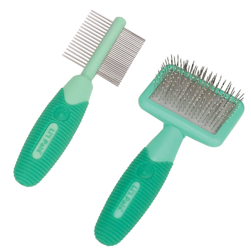 Coastal Pet - Li'l Pals Slicker Brush with Coated Tips and Double-Sided Comb for Small Dogs and Puppies - Bundle - PawsPlanet Australia