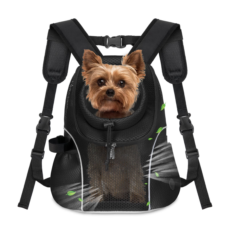WOYYHO Pet Dog Carrier Backpack Small Dog Front Backpack Ventilated Mesh Dog Travel Back Pack with Safety Belt for Travel Hiking Cycling Outdoor Use (S (2-4.5 lbs), Black) Small(2-4.5lbs) - PawsPlanet Australia