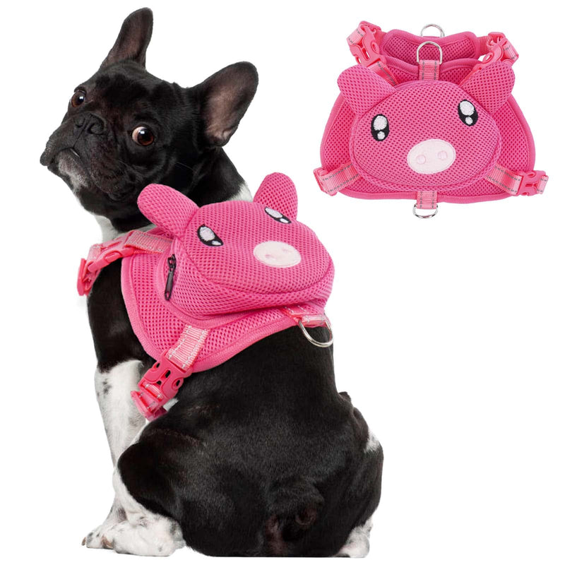 Dog Harness with Backpack, Adjustable Dog Backpack Harness for Small Medium Dogs, No-Pull Breathable Backpacks for Dogs to Wear, for Traveling, Hiking, Camping, Training, Pink L Large Pink pig - PawsPlanet Australia