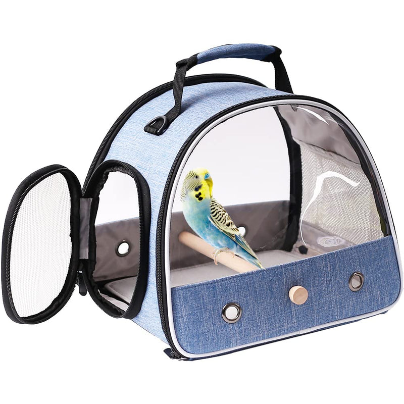 Small Bird Travel Carrier, Portable Bird Travel Carrier for Parakeet, Parrot, Budgie, Guinea Pig, Bearded Dragon Reptile Carrier for Hiking Vet Visit Bicycle Ride (Blue) Blue Clear Window - PawsPlanet Australia