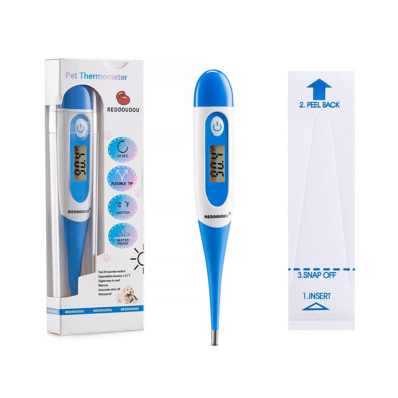 Digital Pet Thermometer for Accurate Fever Detection, Suitable for Cats/Dogs/Horse/Veterinarian, Waterproof Pet Thermometer, Fast and Accurate Measurements in 20 Seconds (Blue) blue - PawsPlanet Australia