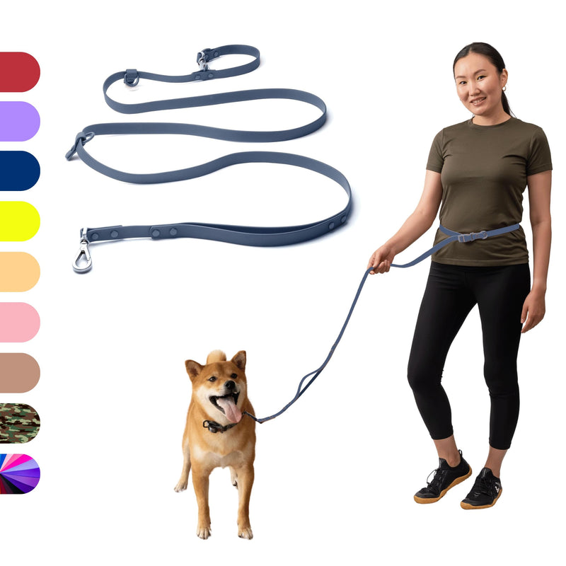 Heavy Duty Hands Free Dog Leash for Medium to Large Dogs for Comfortable Running, Jogging Walking | Dual D-Rings | Soft Padded Traffic Handle | Both Ends 360 Rotating Carabiners (Leash Length 7.7 ft) Navy Dual Side Ring - 7.7 ft - PawsPlanet Australia