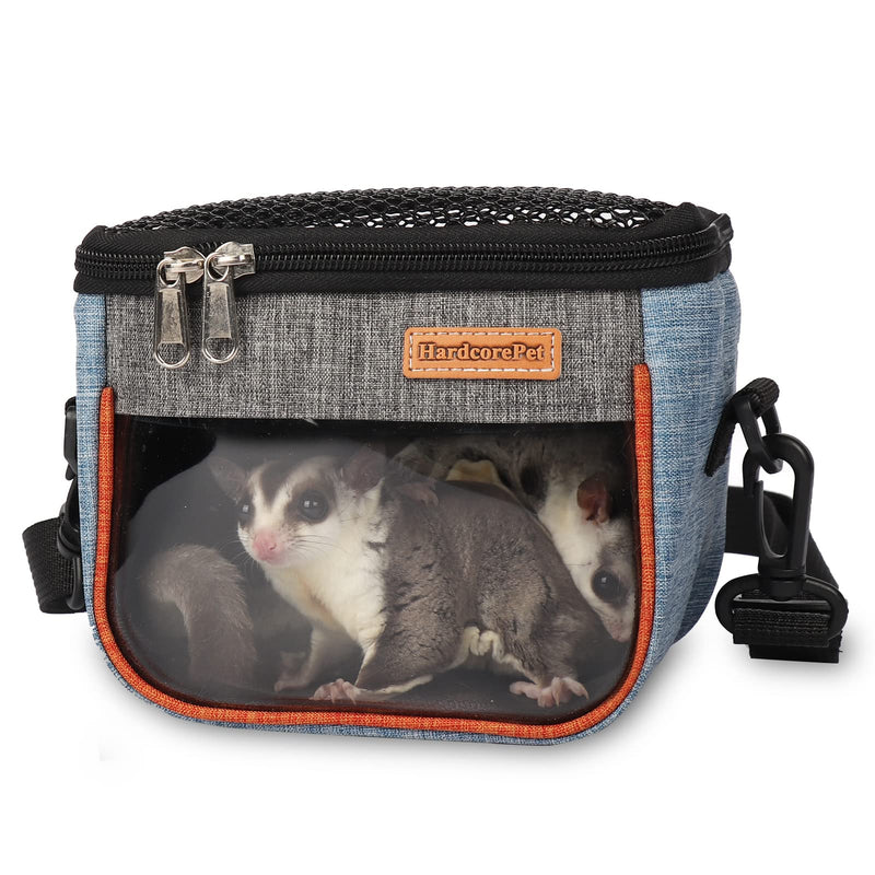 Sugar Glider Carrier Bag, Transparent Breathable Travel Bag for Hamster, Gecko,Baby Hedgehog, Transport Pouch with Breathable Mesh Top (Blue) blue - PawsPlanet Australia