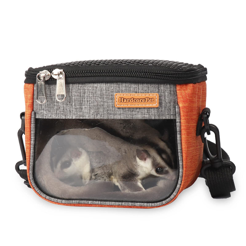 Small Pet Carrier Bag, Breathable & Portable – Small Animal Travel Bag with Detachable Strap Zipper for Sugar Glider, Hamster, Rat，Gerbils (Orange) orange - PawsPlanet Australia