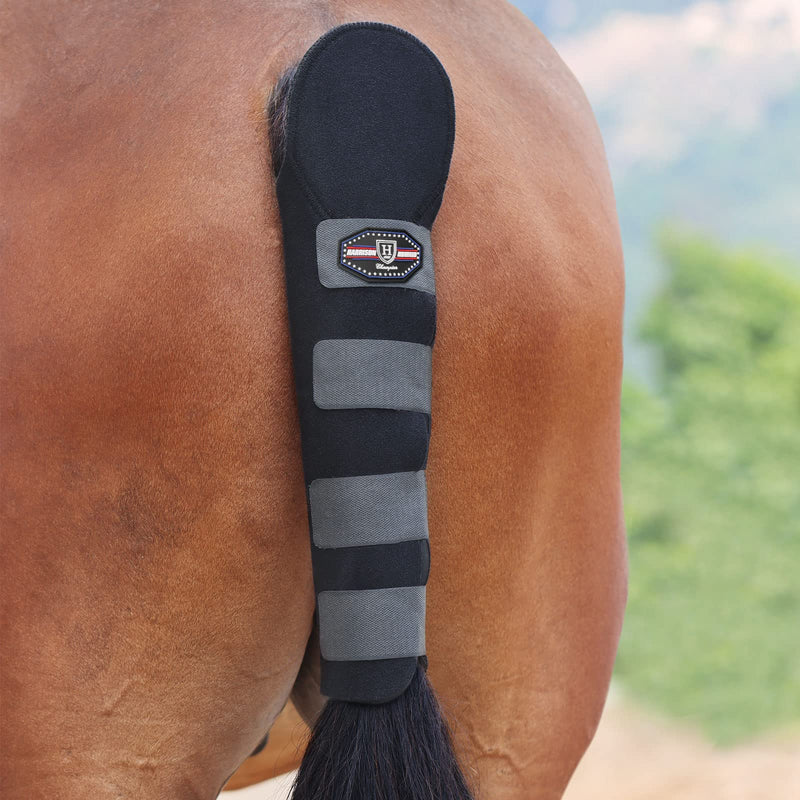 Harrison Howard Adjustable Touch Fasteners Quality Neoprene Versatile Horse Tail Guard Equine Tail Wrap Black - PawsPlanet Australia