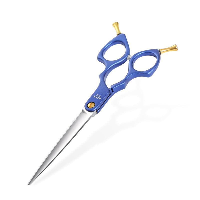 6.5'' Small Blue Straight Dog Grooming Scissors Professional Trimming Shears with Ultra-Lightweight Offset Handle 440C Stainless Steel Pet Scissors for Face and Paws - PawsPlanet Australia