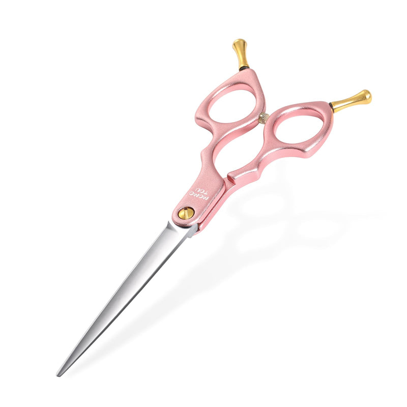 6.5'' Small Pink Straight Dog Grooming Scissors Professional Trimming Shears with Ultra-Lightweight Offset Handle 440C Stainless Steel Pet Scissors for Face and Paws