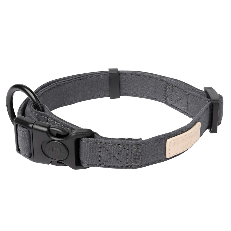 FuzzYard Life Dog Collars | Size M | Stylish Premium Cotton Design in Slate Grey Perfect for Everyday Wear Medium Slate Gray