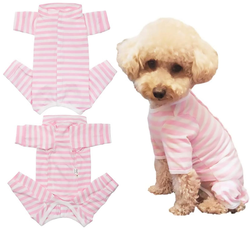 Dog’s Recovery Suit Post Surgery Shirt for Puppy, Full Coverage Dog's Bodysuit Wound Protective Surgical Clothes for Small and Medium Pets (Pink White Stripe-s) S pink white stripe - PawsPlanet Australia