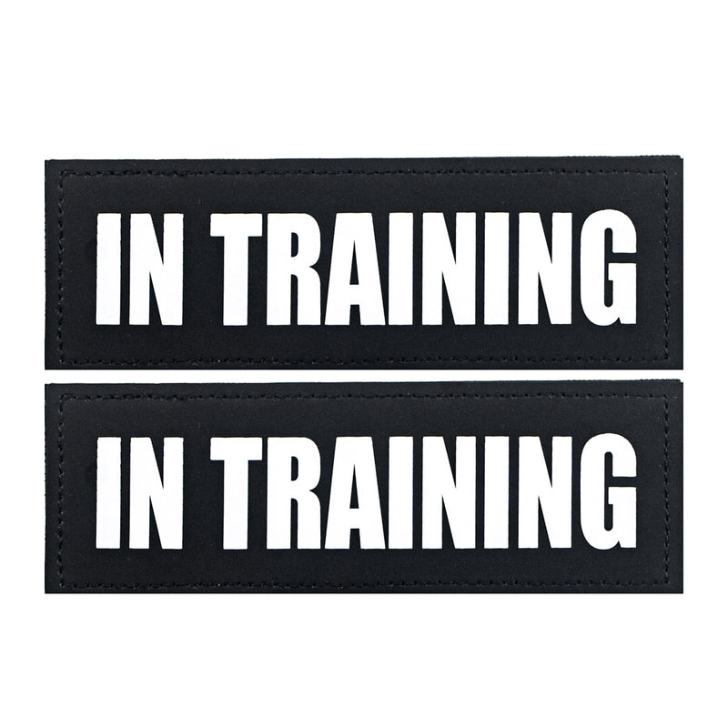 2Pack Service Dog Patches, Removable Vest Patch for Dogs, Dog Harness Patches with Hook Backing, Black, in Training-L L - PawsPlanet Australia