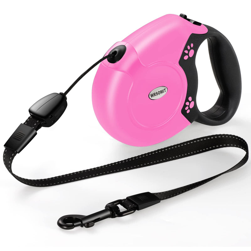 Retractable Dog Leash, 26 Ft Heavy Duty Pet Walking Leash for Small Medium Large Dogs up to 99lbs, Anti-Slip Handle, 360 ° No Tangle, Nylon Tape, One-Handed Brake (Pink) Pink - PawsPlanet Australia