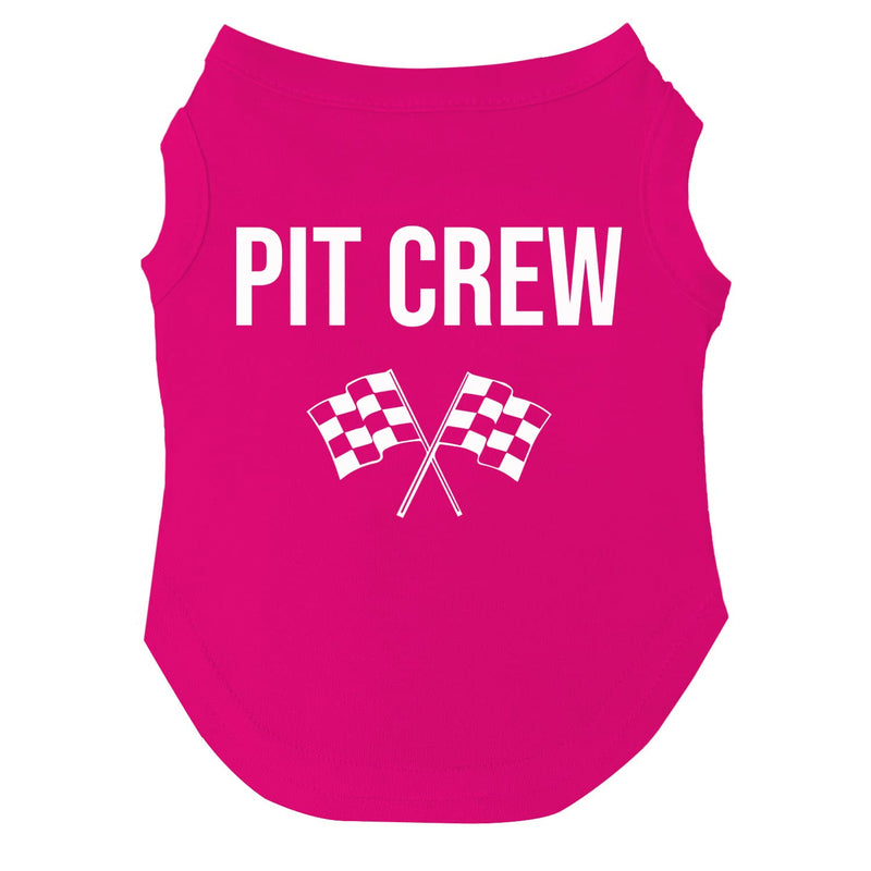 Pit Crew Dog Tee Shirt | Sleeveless | Racing | Motor Sport Fan | Trackside | Fast Lane | Birthday (Hot Pink, Small 49) Hot Pink - PawsPlanet Australia