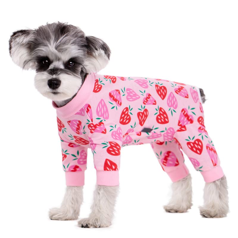 Dog Surgery Recovery Suit, Dog Onesie for Surgery Female Male Dogs, Dogs Pajamas Long Sleeve, Small Dogs Onesie, Abdominal Wound Bandages Surgical Suit, Cat Recovery Suit for Shedding Skin Disease Medium Strawberries - PawsPlanet Australia