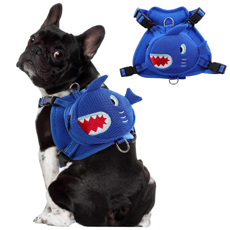 Dog Harness with Backpack, Adjustable Dog Backpack Harness for Small Medium Dogs, No-Pull Breathable Backpacks for Dogs to Wear, for Traveling, Hiking, Camping, Training, Blue S Blue Shark - PawsPlanet Australia