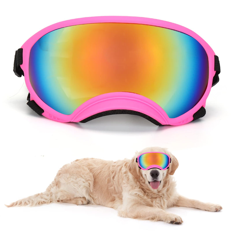 Large Dog Sunglasses Dog Goggles Pet Glasses Pet Eyewear with Adjustable Strap,Glasses for Medium Large Dog Swimming Skating Glasses UV Proof Windproof Dustproof Pink - PawsPlanet Australia