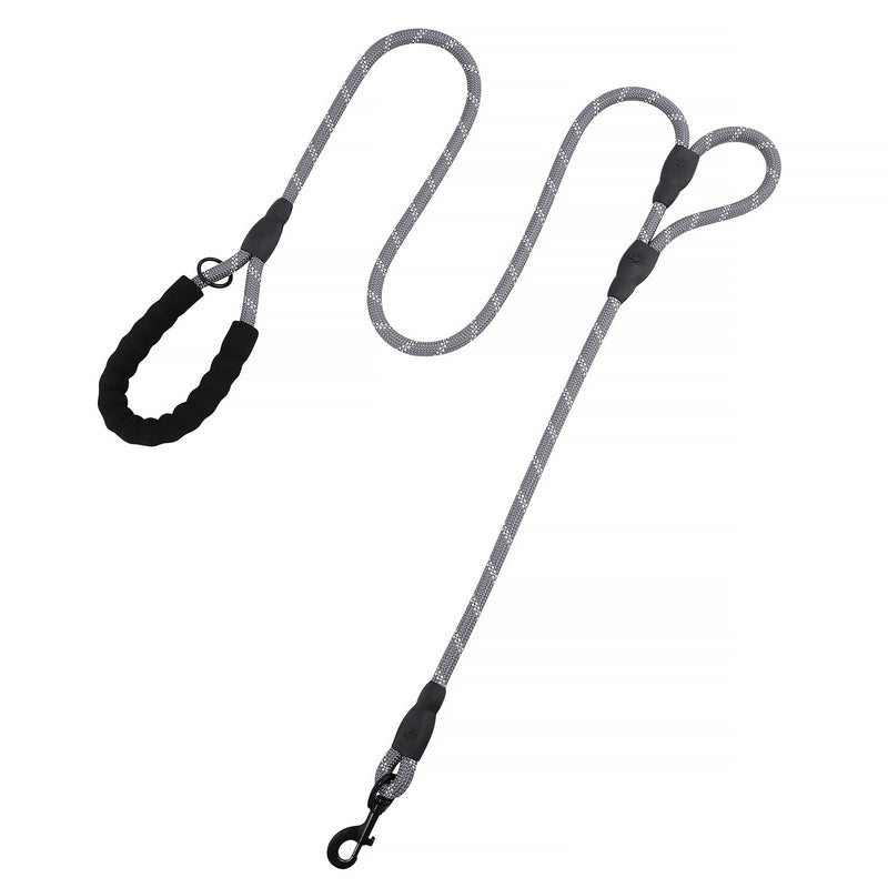 Plutus Pet Rope Dog Leash 6ft Long, Heavy Duty,Reflective Double Handle Leash for Safety Training, for Medium Large Dogs, Dual Handle Leads(Gray) Rope-Gray - PawsPlanet Australia