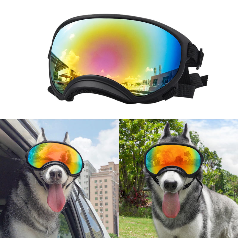 Large Dog Sunglasses, Dog Goggles Large Breed and Medium, UV Protection, Windproof, Dustproof and Snowproof. Shatterproof Lens, Adjustable Strap Black - PawsPlanet Australia