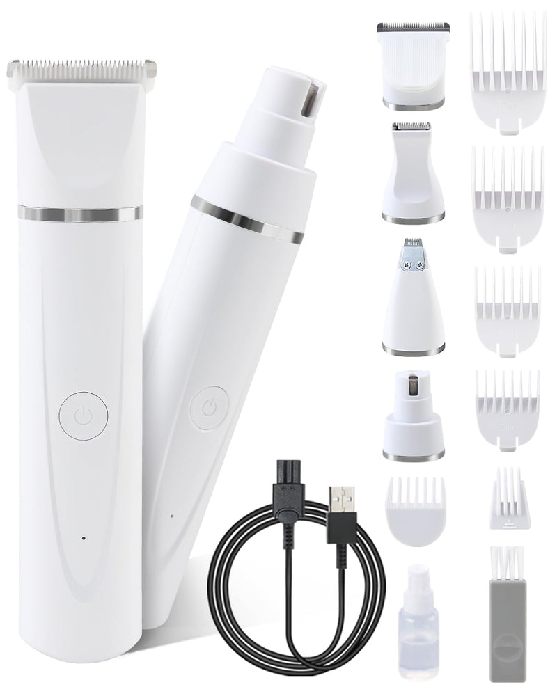 Dog Clippers for Grooming,4 in 1 Dog Grooming Kit,Low Noise Electric Dog Trimmer for Grooming,Rechargeable Cordless Dog Paw Trimmer Nail Grinder Face Shaver for Cats and Other Pets - PawsPlanet Australia
